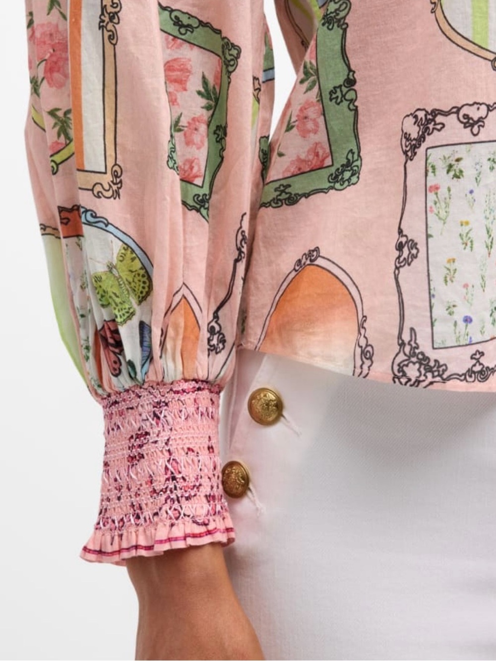 Alice + Olivia Pink Printed Frame-Detail Blouse Jacket - Picture 4 of 8